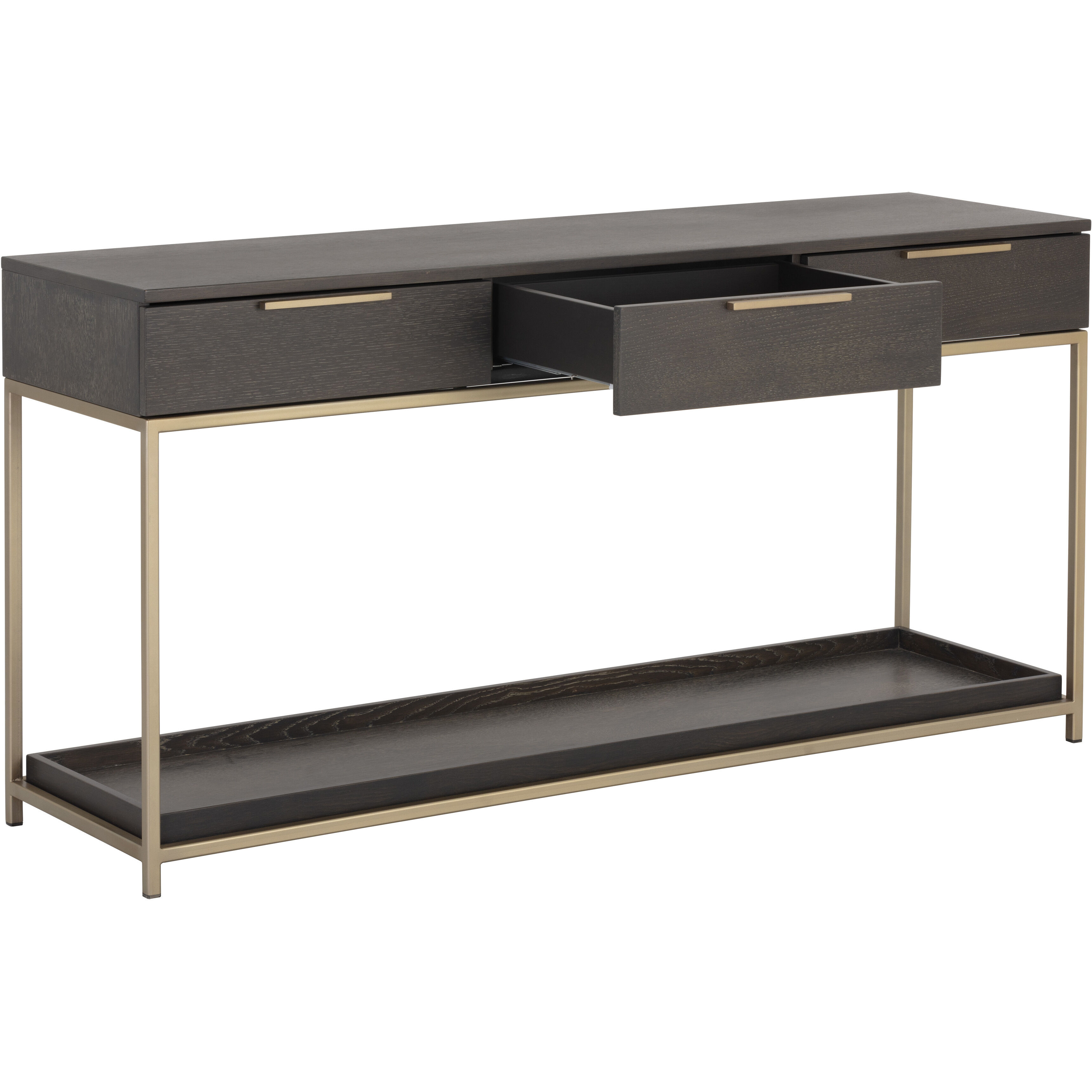Rebel 63 X 17.75 inch Gold / Charcoal Grey Console Table with Drawers
